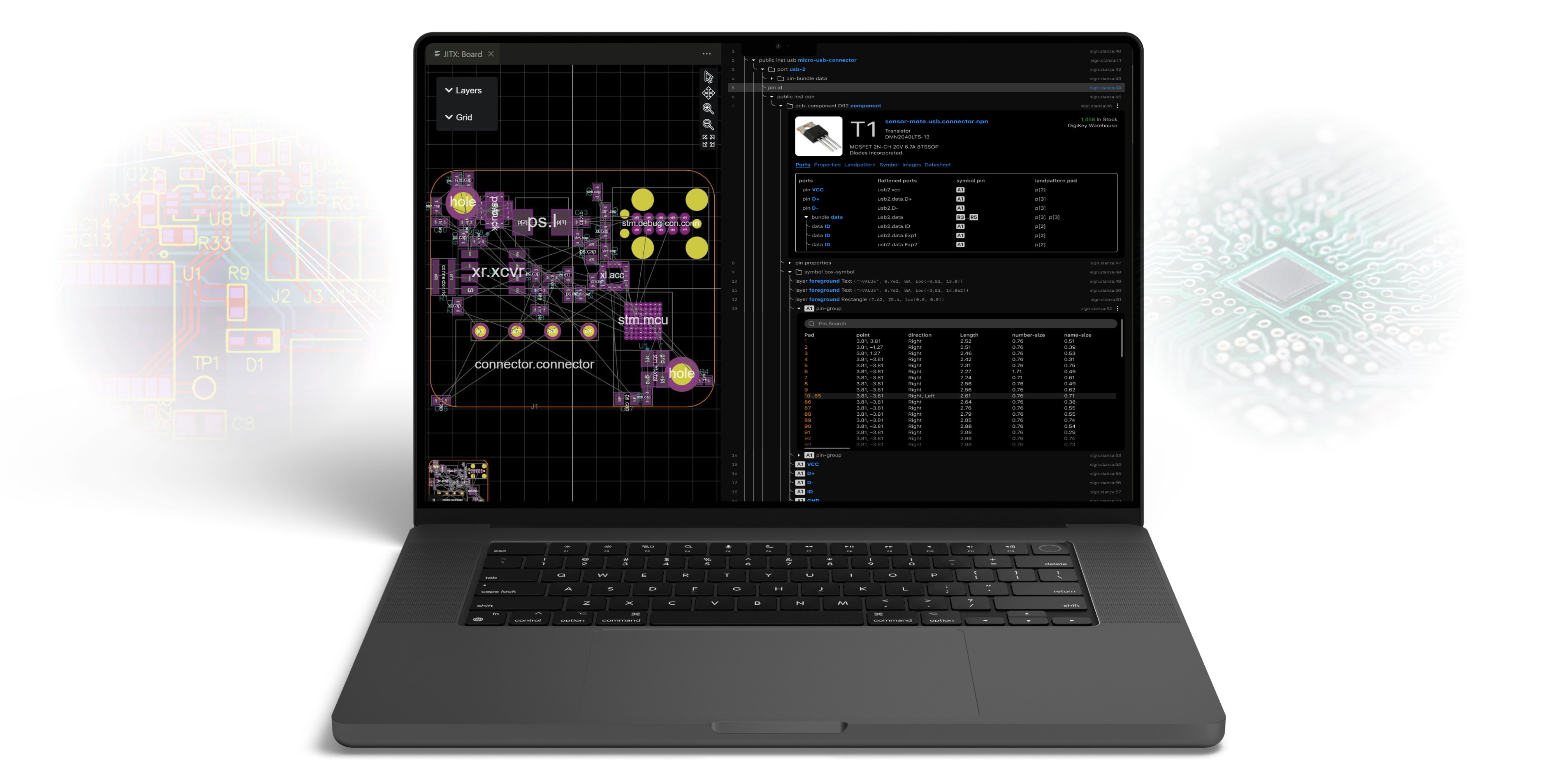 The JITX design environment running on a laptop