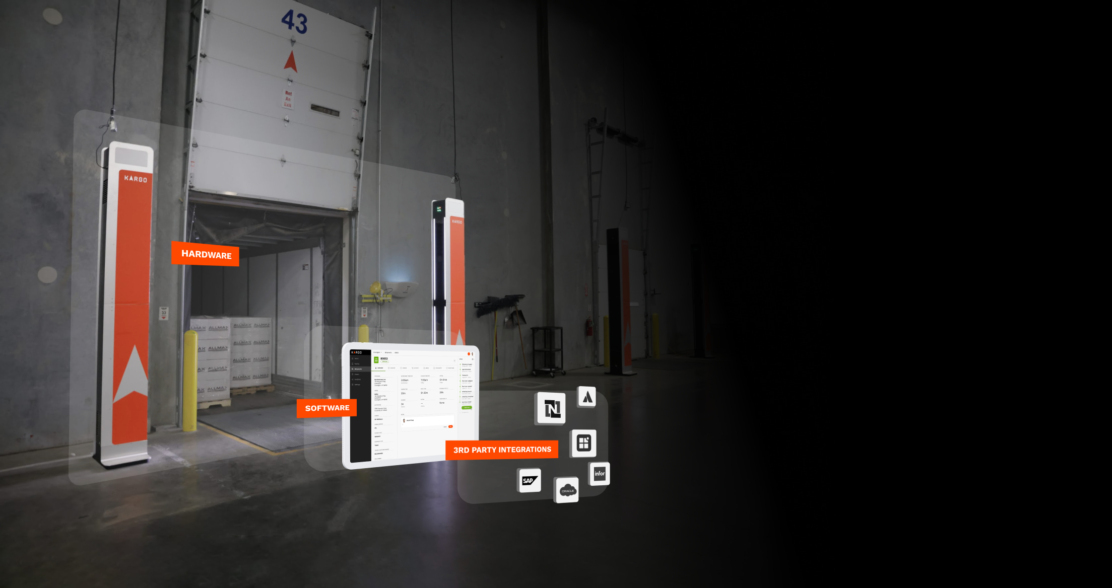 Kargo Tower computer vision hardware mounted at a warehouse loading dock