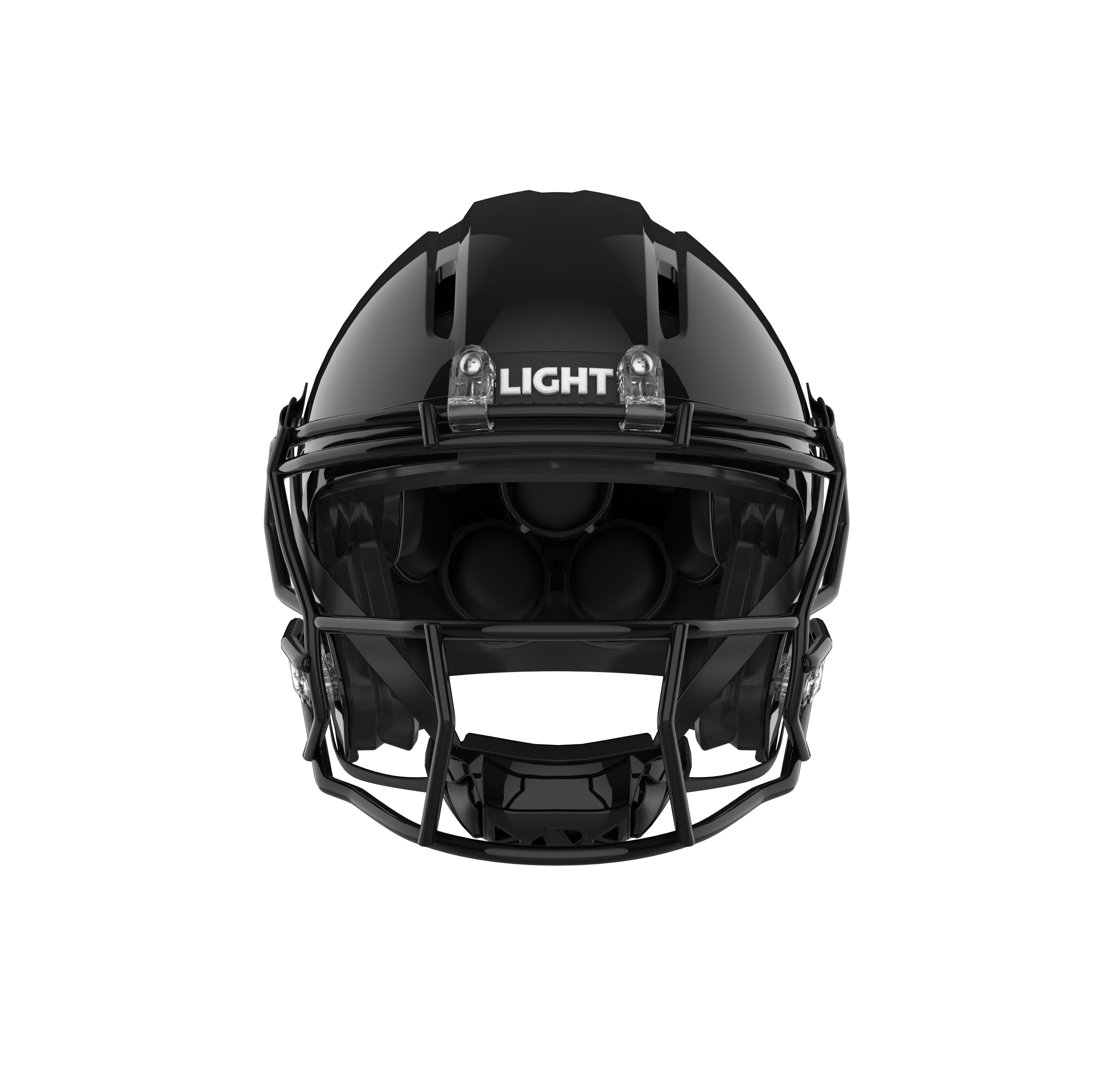LIGHT Apache varsity football helmet, front view, black