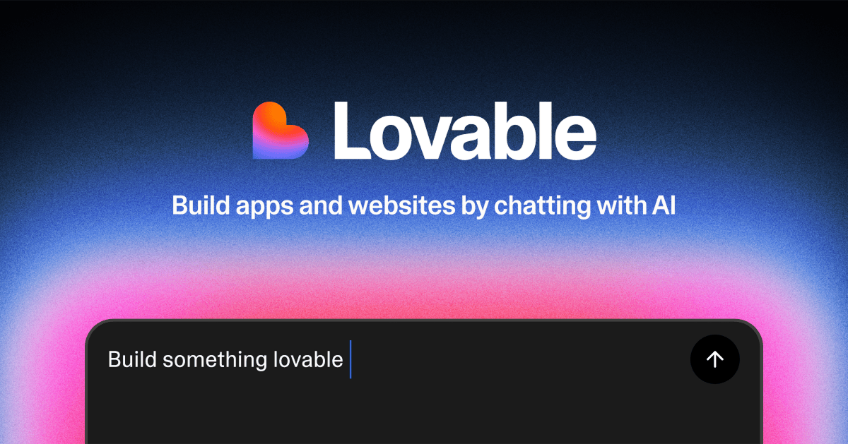 Lovable logo and product - build apps and websites by chatting with AI