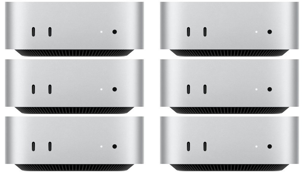 A stack of Mac mini computers