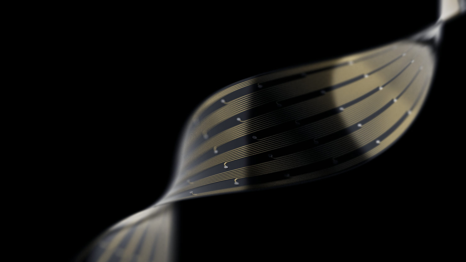 Close-up of Neurosoft soft electrode array