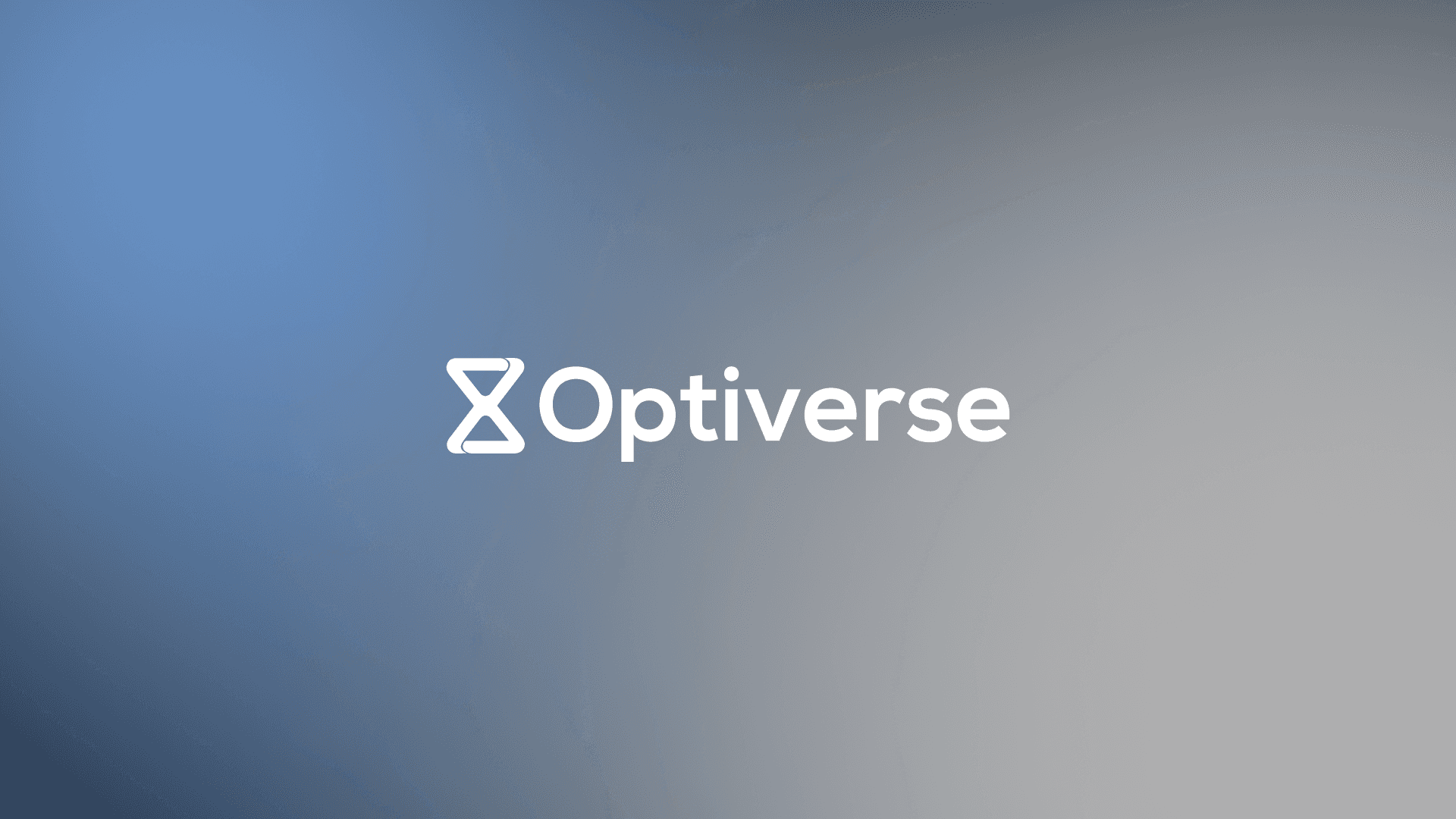 Optiverse logo - the hourglass wordmark on a blue gradient
