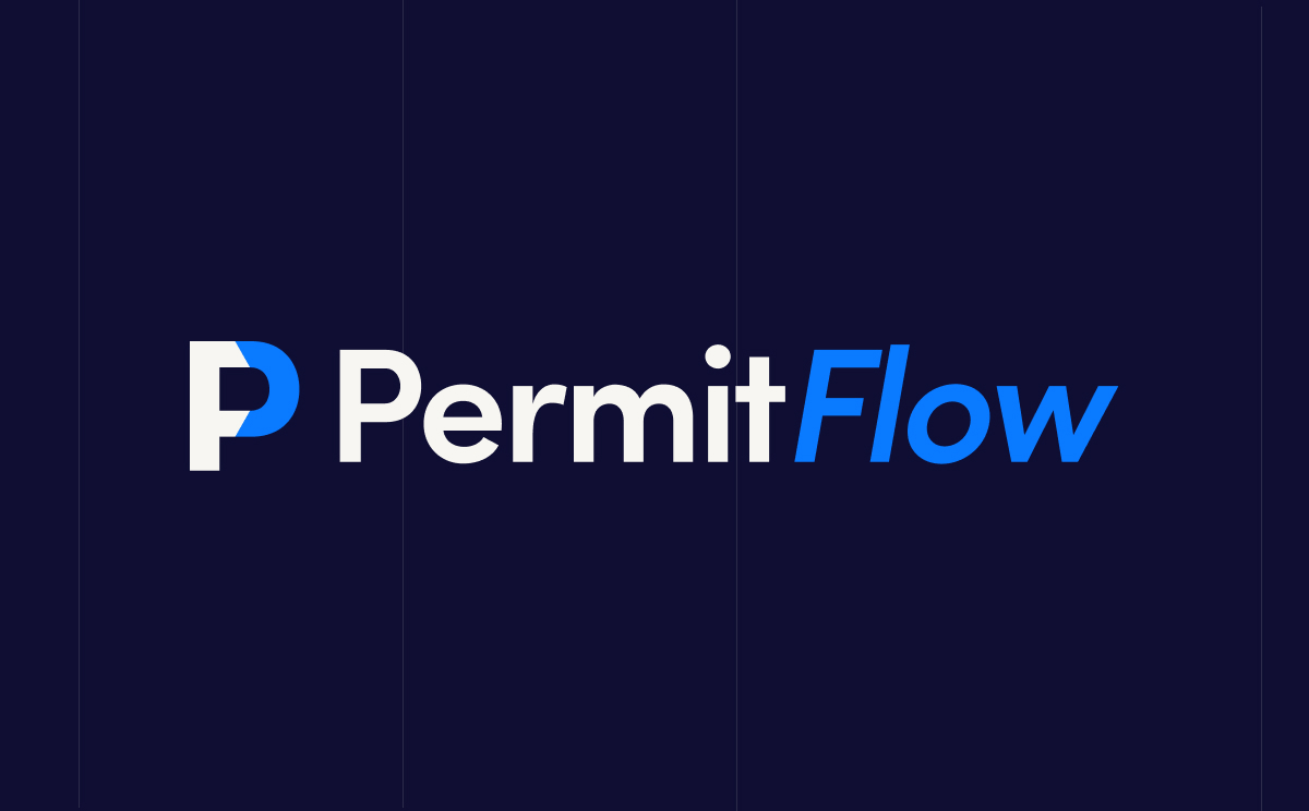 PermitFlow logo - a stylized P mark beside the PermitFlow wordmark on a navy background
