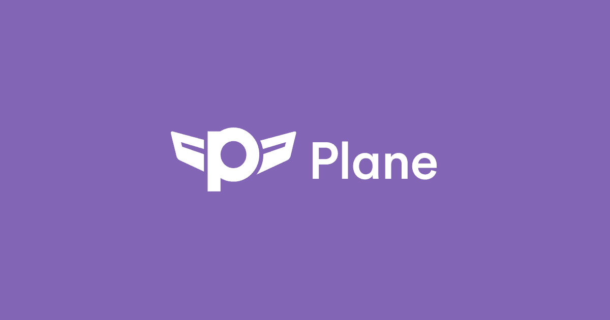 Plane logo - the winged P wordmark on purple