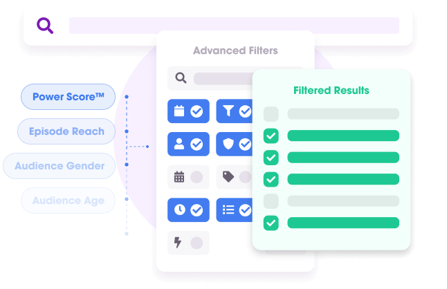Podchaser Pro database search filters
