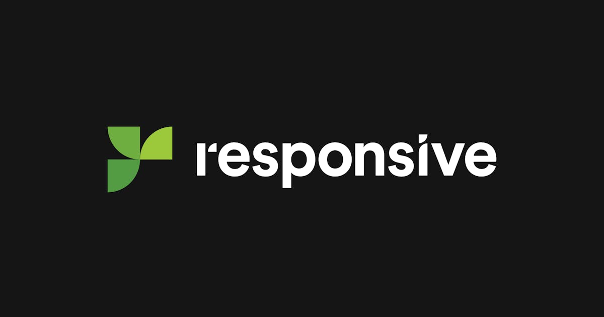 Responsive company logo on a black background