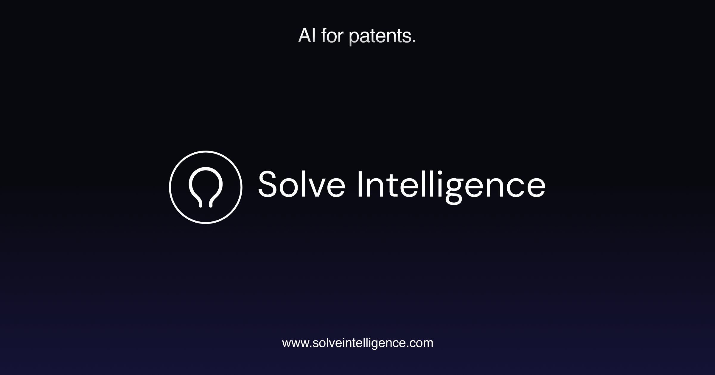 Solve Intelligence logo and tagline: AI for patents