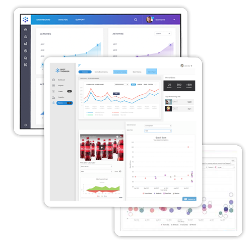 Spot Trender product interface showing survey and results modules