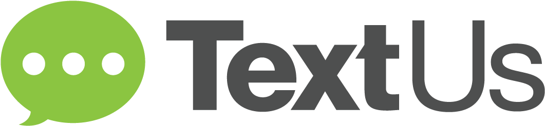 TextUs logo - green speech bubble with three dots beside the TextUs wordmark