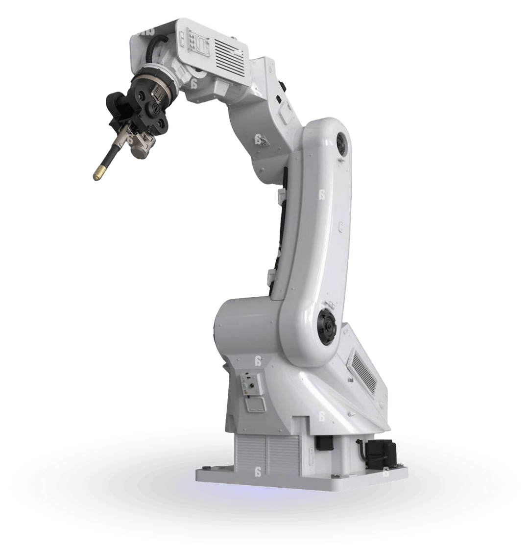 A robotic arm running ThoughtForge AI adaptive control