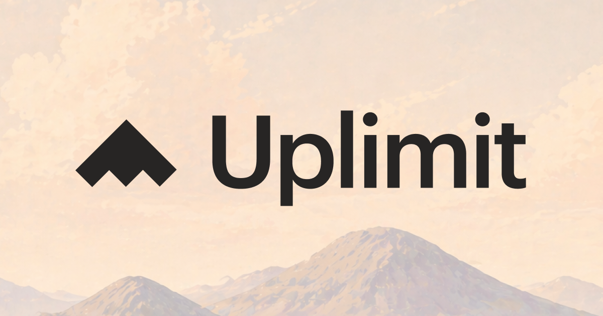 Uplimit logo and wordmark over a mountain range