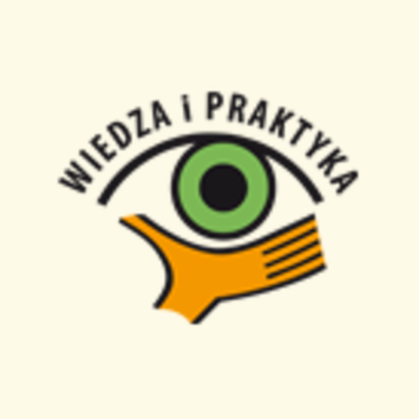 Wiedza i Praktyka (WIP) logo - a stylized green eye above an orange hand