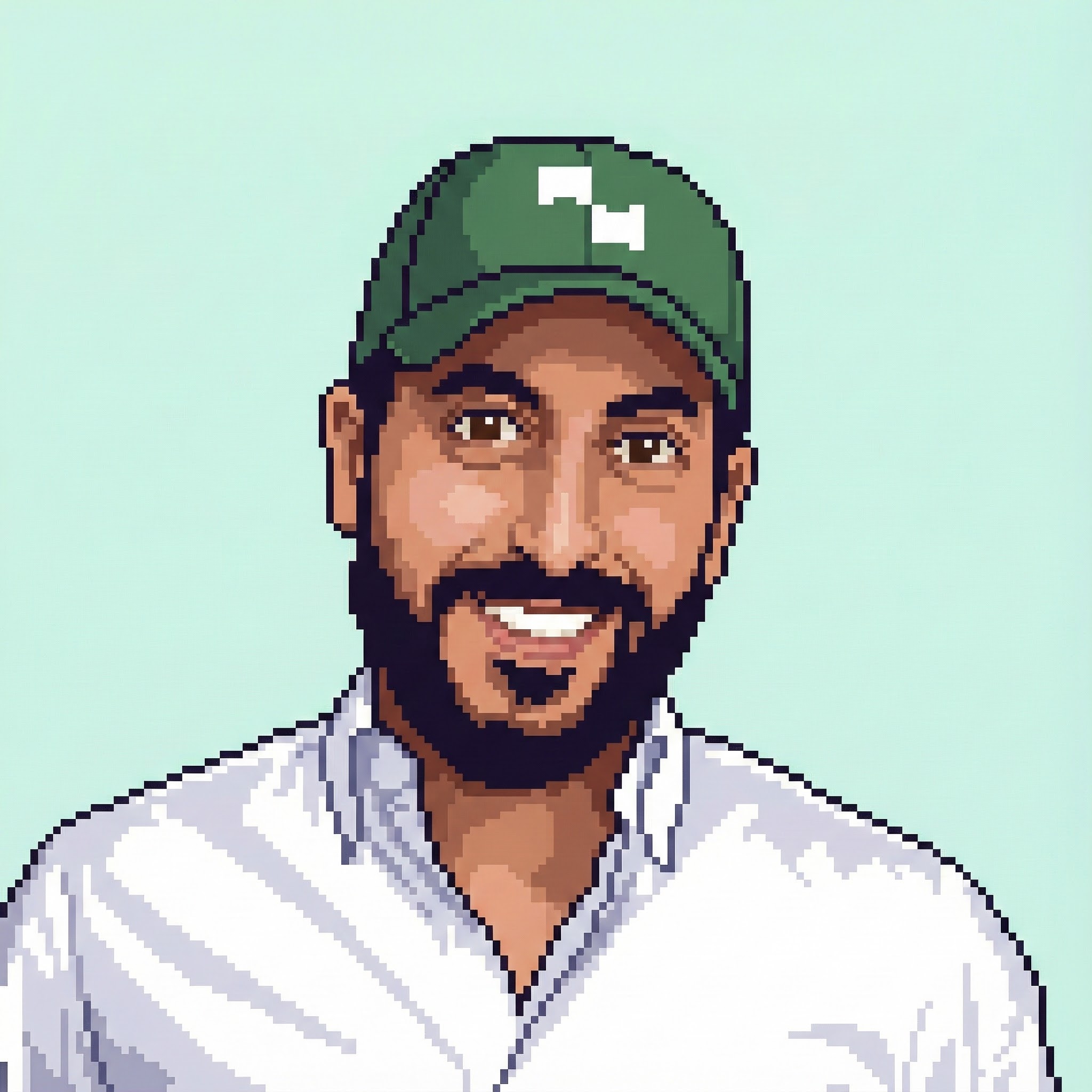 Yaakov Zar, founder and CEO of Lev, rendered as an 8-bit portrait in a green Lev cap