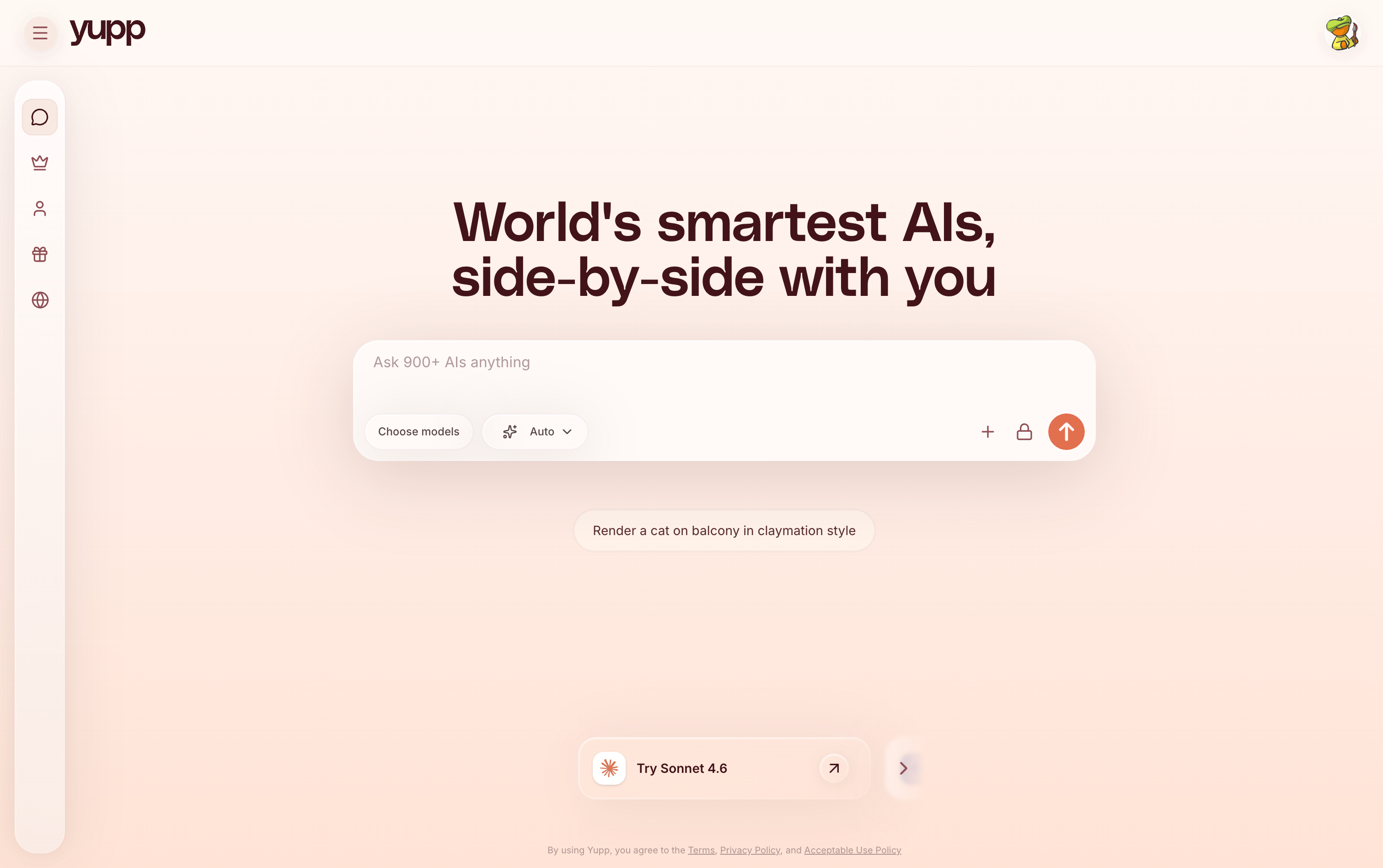 Yupp platform - AI model comparison interface