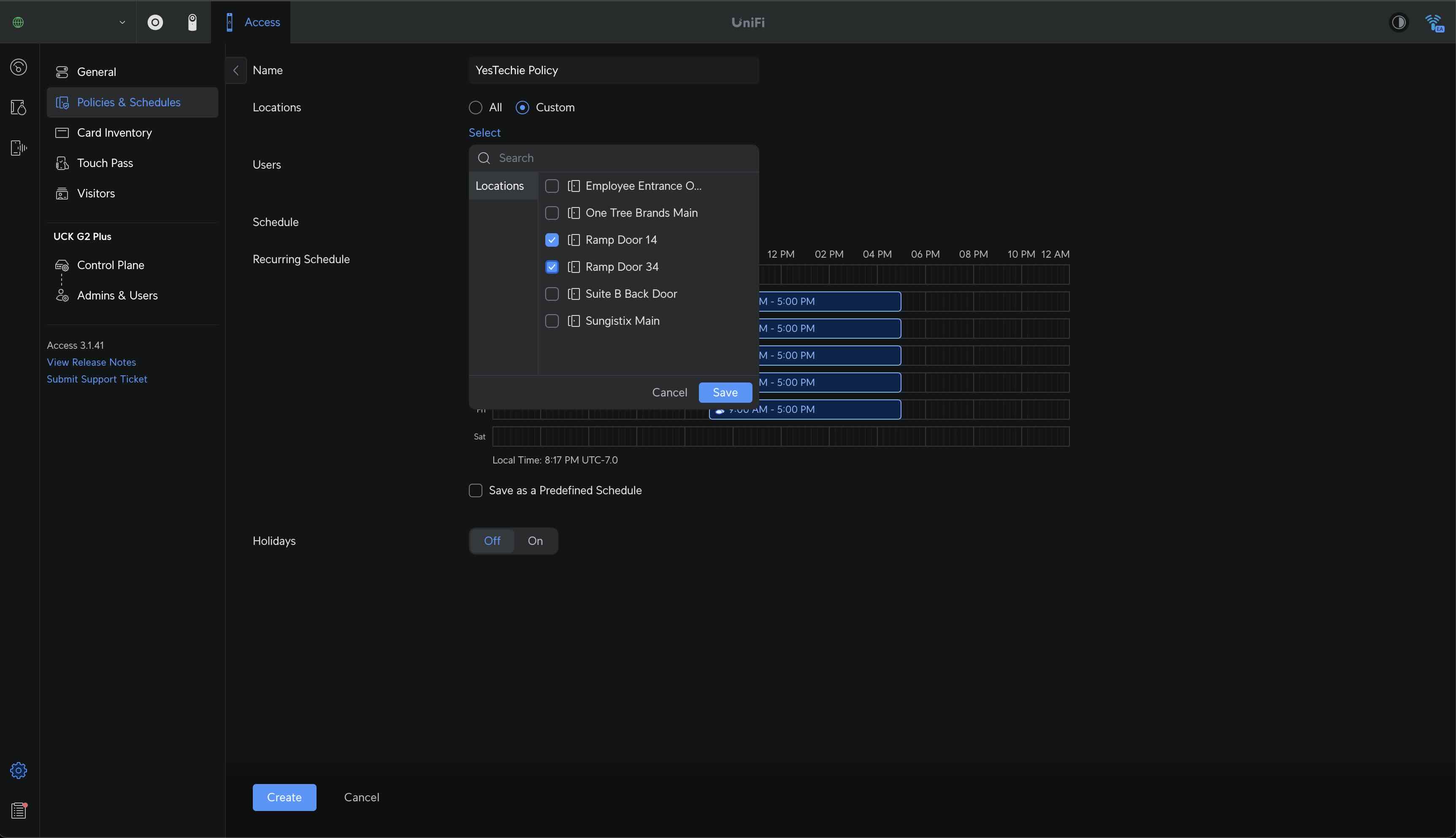 Configuring a new access policy