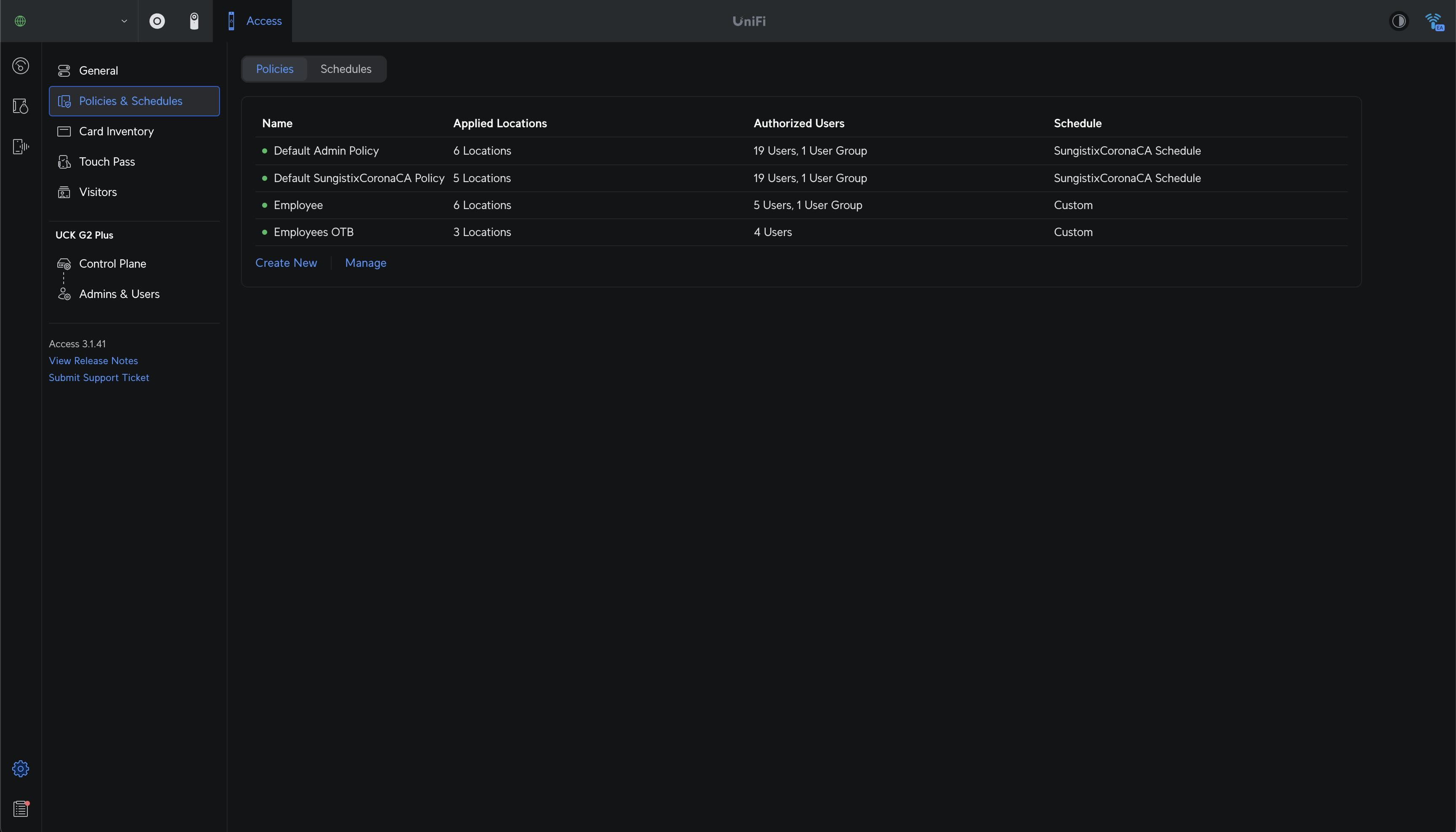 Create new policy in UniFi Access