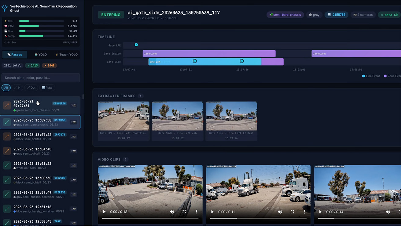 Structured Log Retention (Indefinite): Extracted text data, including timestamps, plate numbers, USDOT IDs, and container numbers, is stored in a lightweight local database.