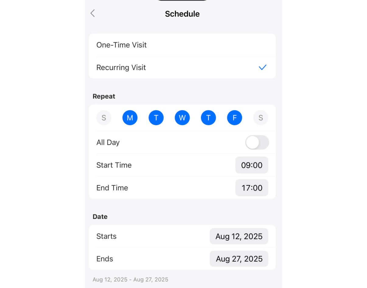 Setup Schedule for Visitor in UniFi Identity App