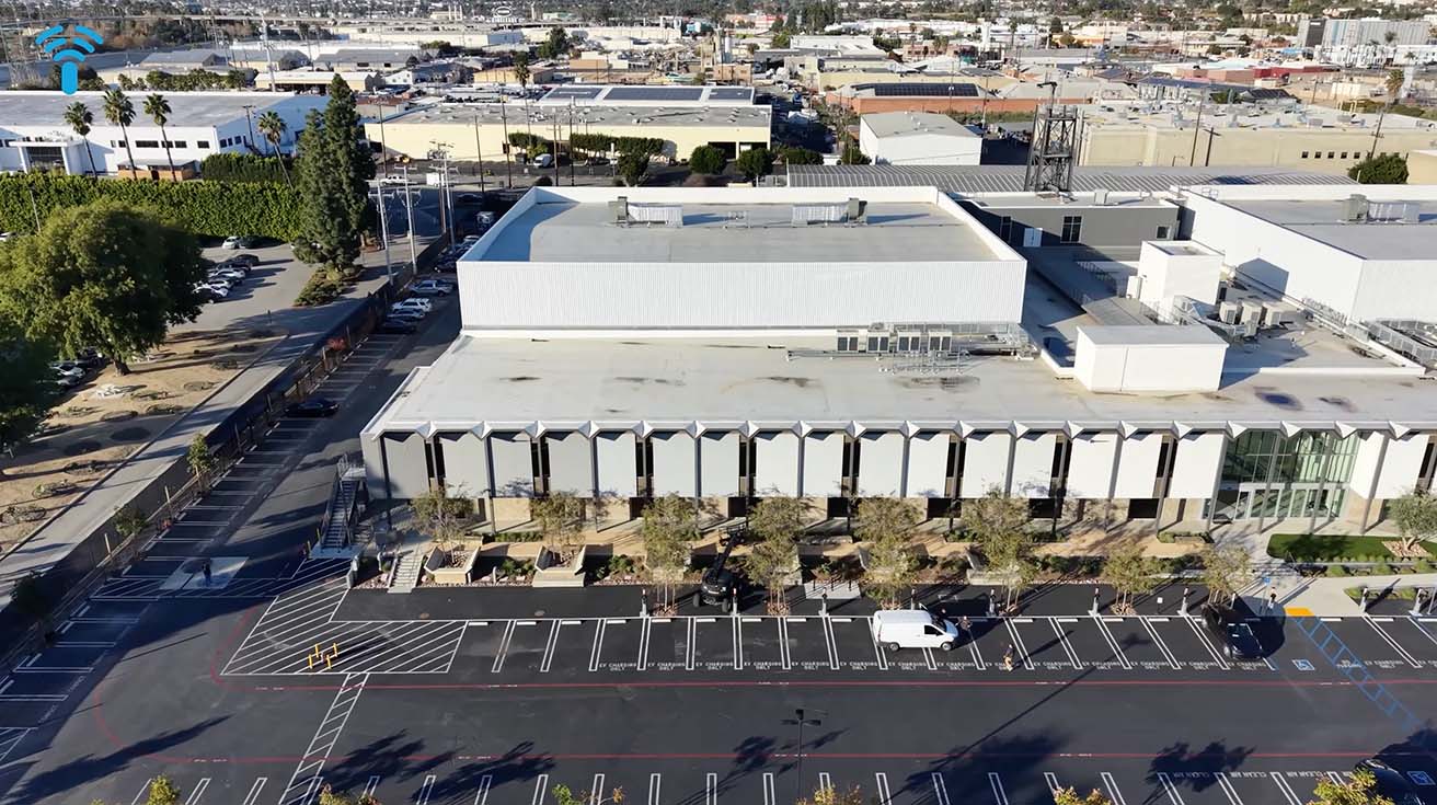 Aerial view of the Blueground Studios building