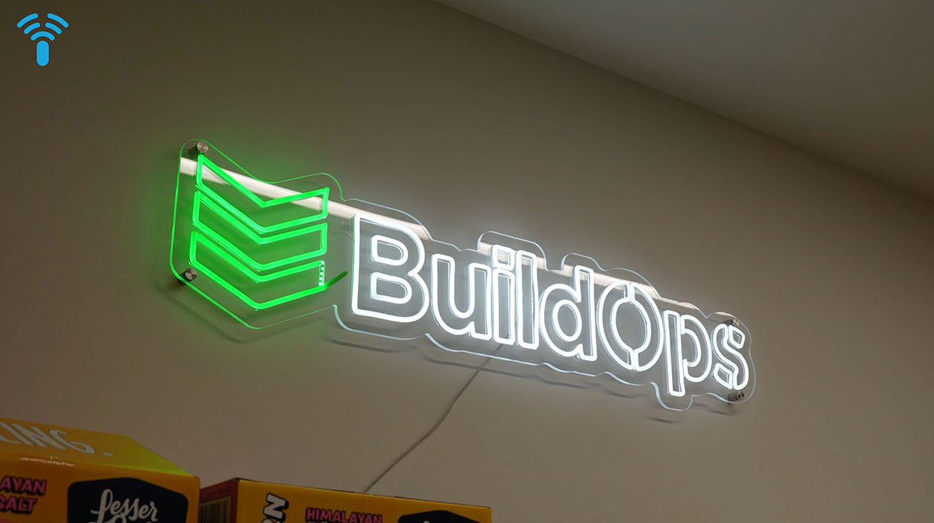 BuildOps neon wall
