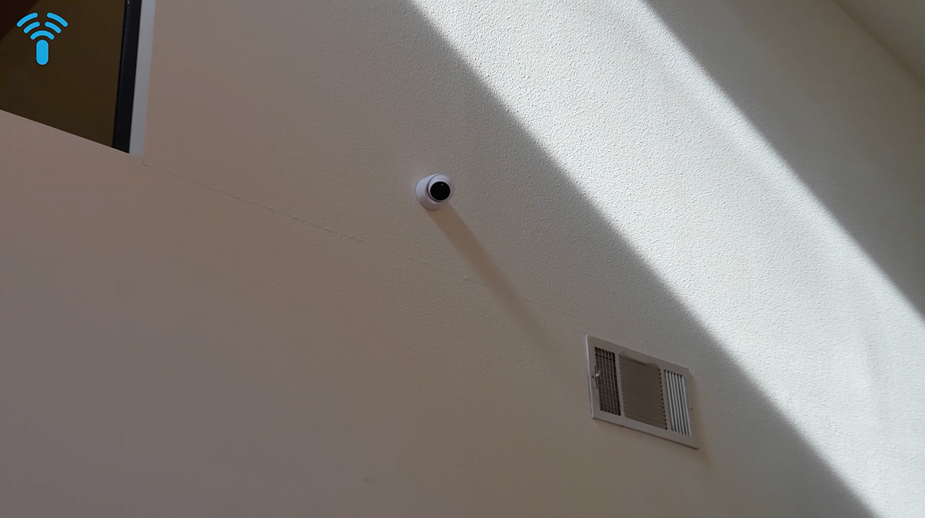 security camera installation inside the main church sanctuary hall