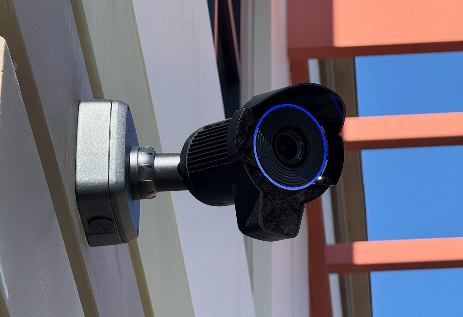 Ubiquiti UniFi AI LPR Camera mounted on warehouse wall for license plate recognition by YesTechie