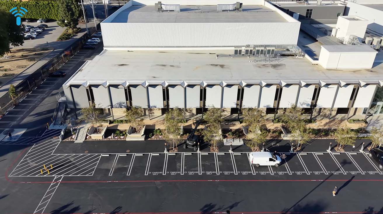 Blueground Studios open parking lot - outdoor WiFi project