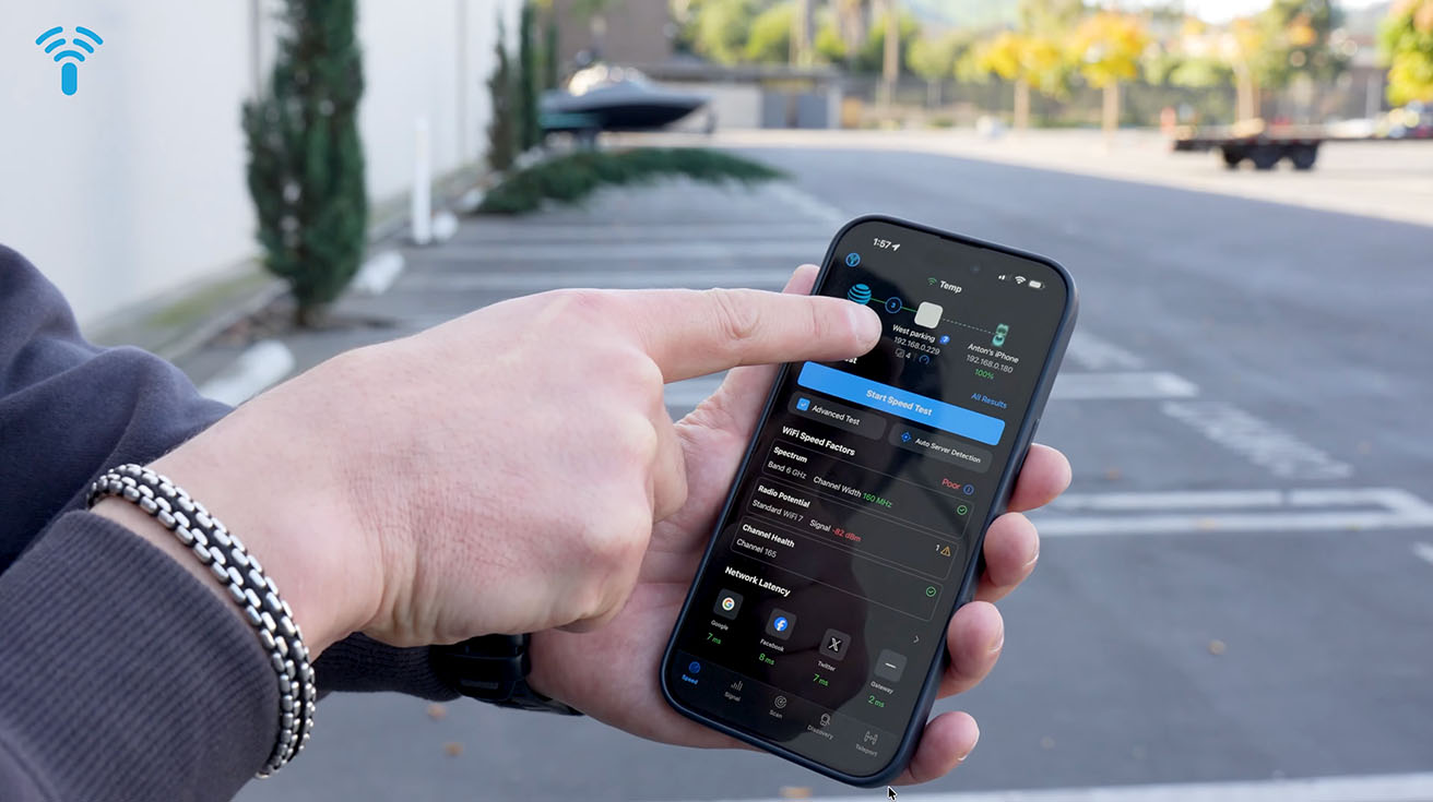 WiFi speed test at west parking lot