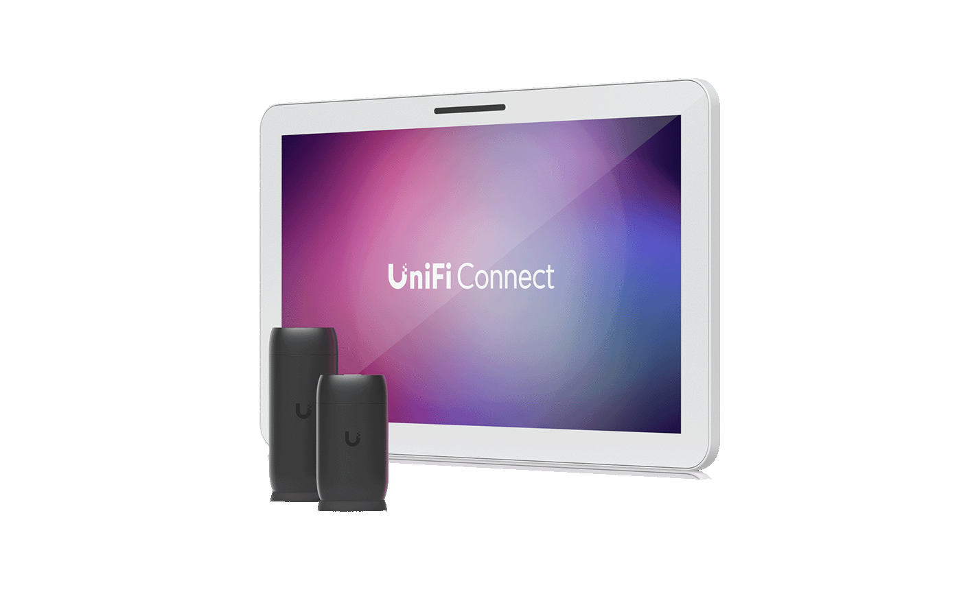 UniFi Connect enterprise touchscreen display and Display Cast modules for commercial digital signage networks.