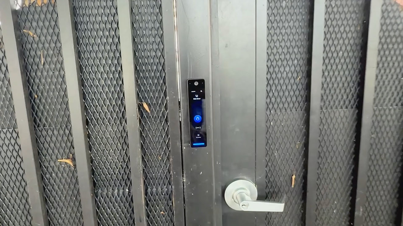 UniFi Access G3 Reader Pro installed on a metal door frame