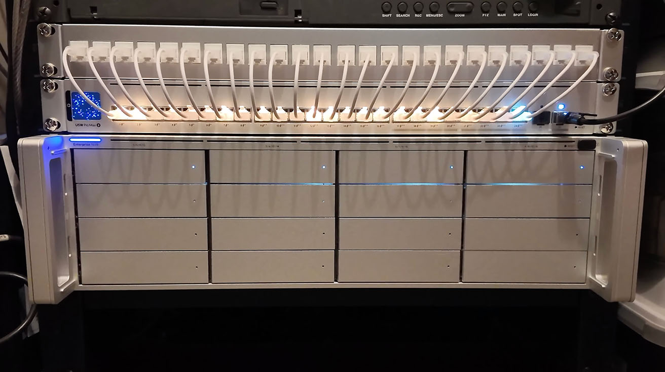 UniFi Enterprise Network Video Recorder ENVR mounted in a server rack