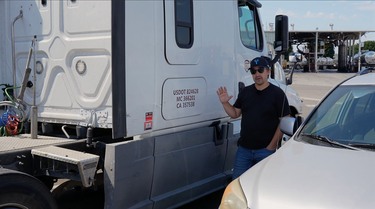 specifically logging USDOT and MC registration numbers permanently displayed on the side cabs of commercial trucks