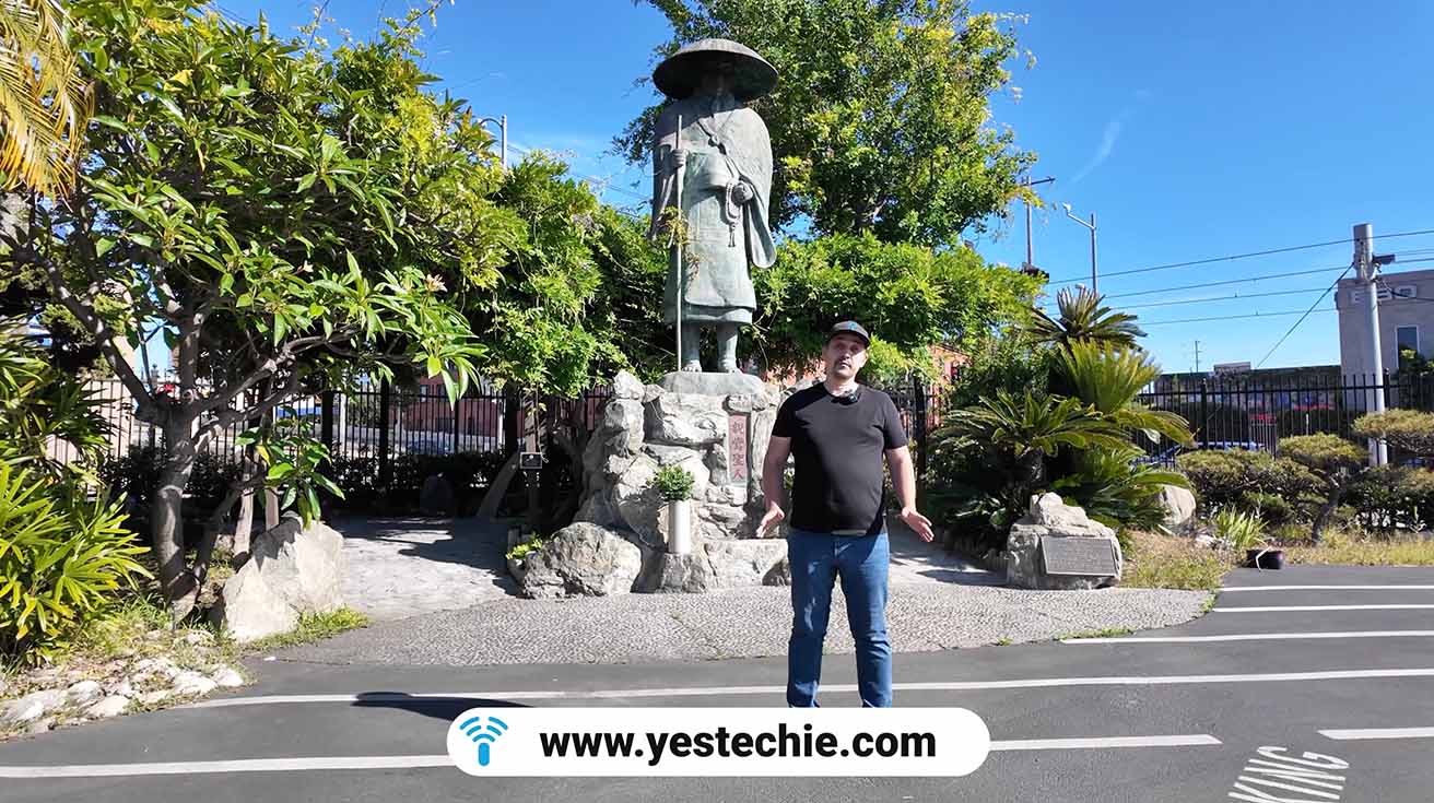 YesTechie team installing outdoor security hardware at the temple site