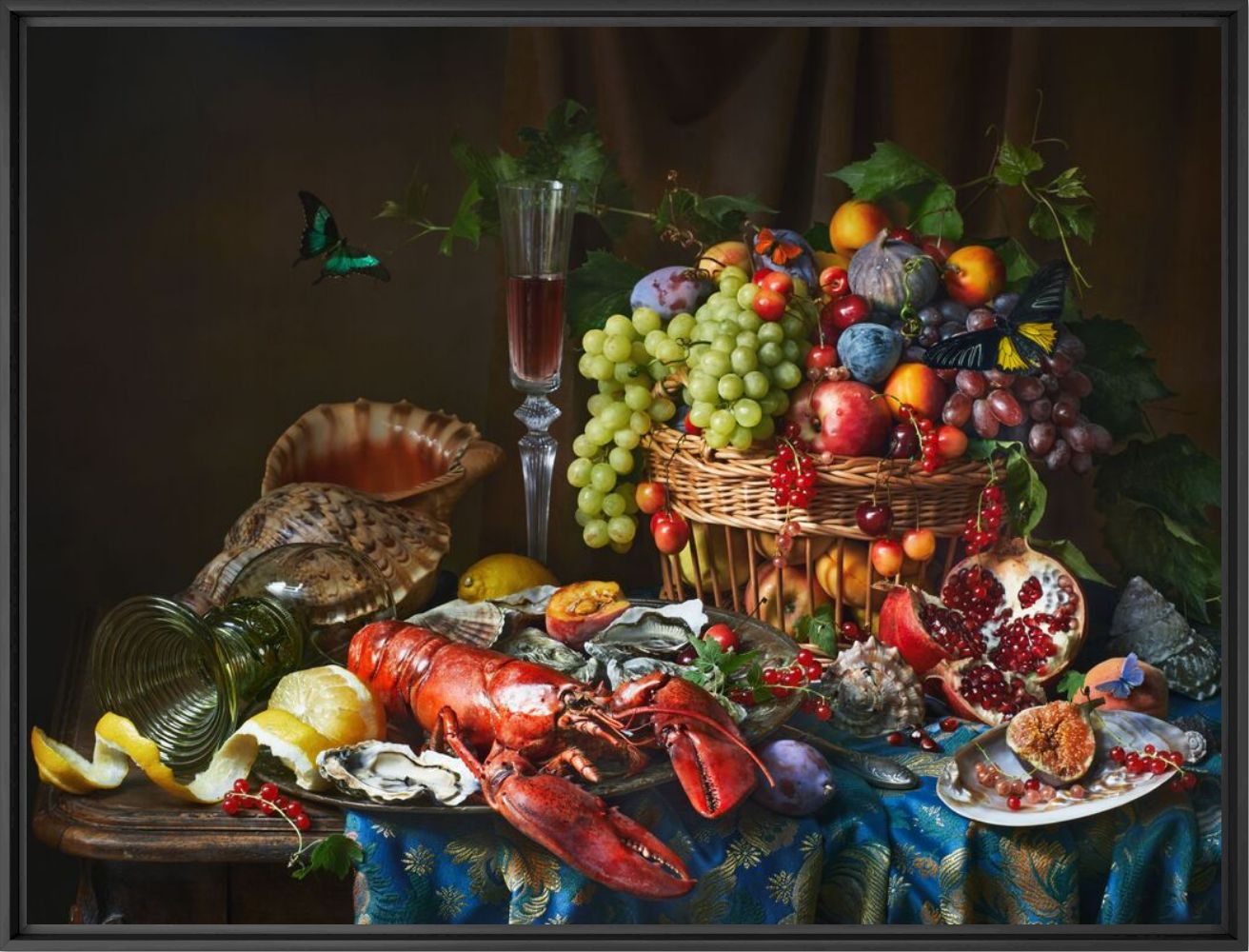 Photograph With lobster and fruits - Alena Kutnikova - Picture painting