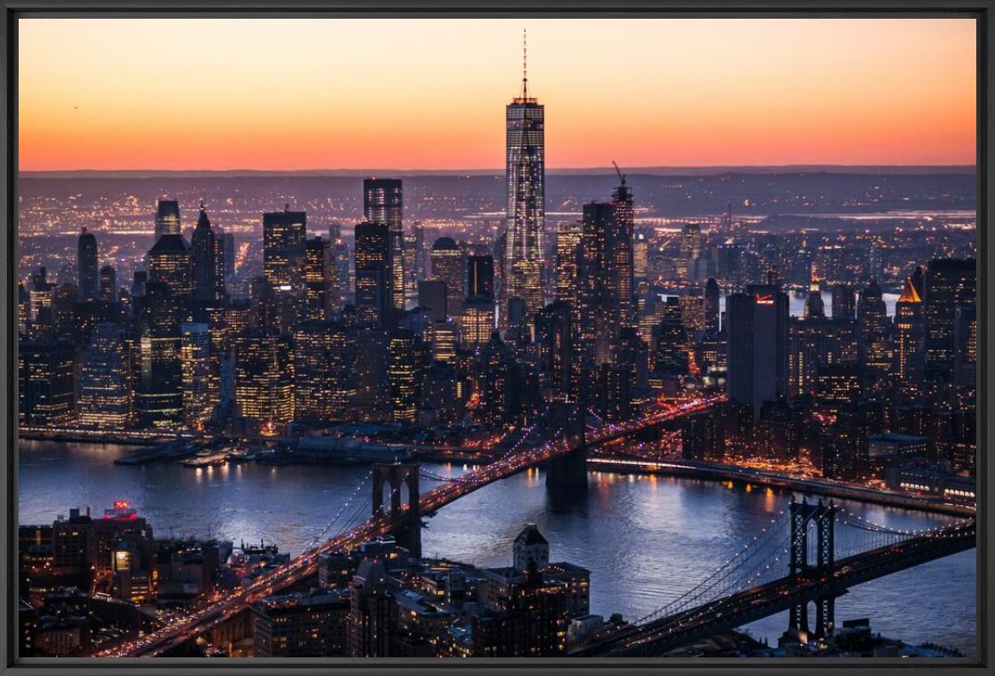 Fotografía NEW YORK CITY SUNSET FROM HELICOPTER - CALDER WILSON - Cuadro de pintura