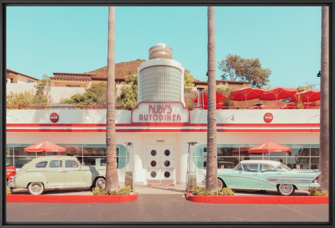Kunstfoto Ruby's Auto Diner, Laguna Beach - FRANCK BOHBOT - Foto schilderij