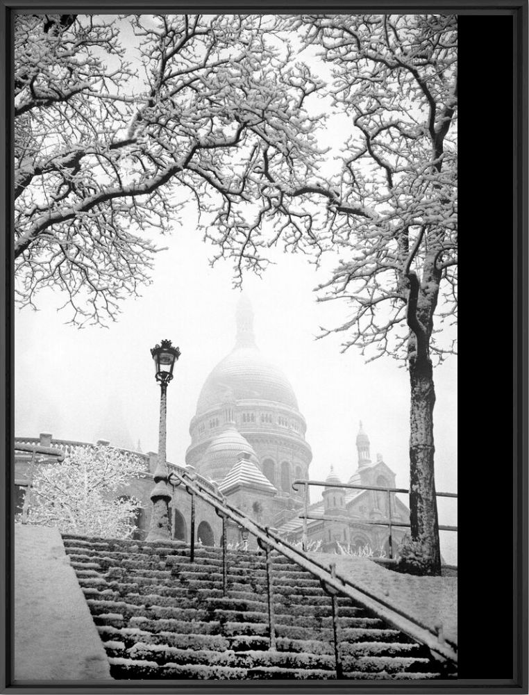 Kunstfoto BASILIQUE DU SACRE-COEUR SOUS LA NEIGE A PARIS 1935 -  GAMMA AGENCY - Foto schilderij