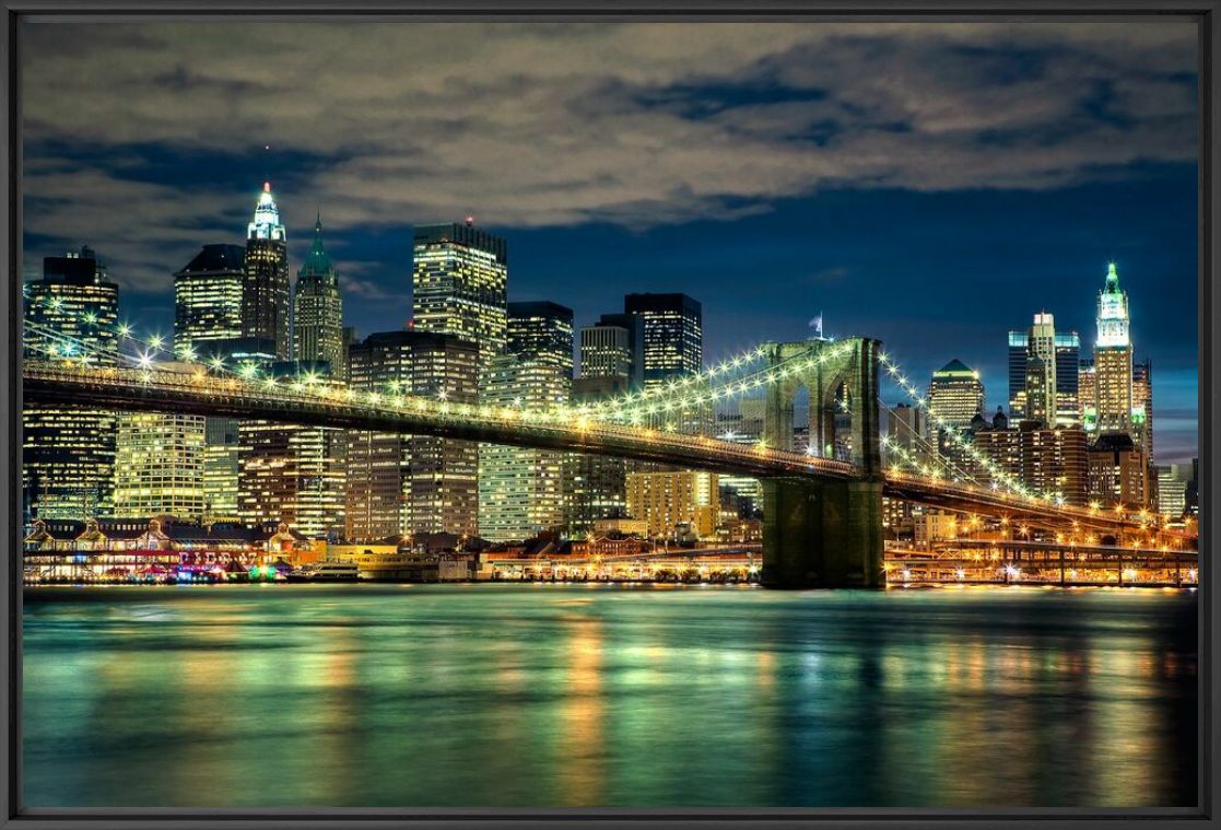 Photograph Brooklyn Bridge By Night - Jörg Wanderer - Picture painting