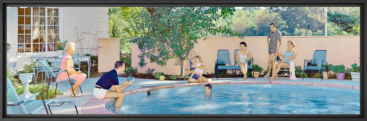 Photograph FAMILY SWIMMING POOL 1960 - KODAK COLORAMA DISPLAY COLLECTION - CHARLES O BAKER - Picture painting