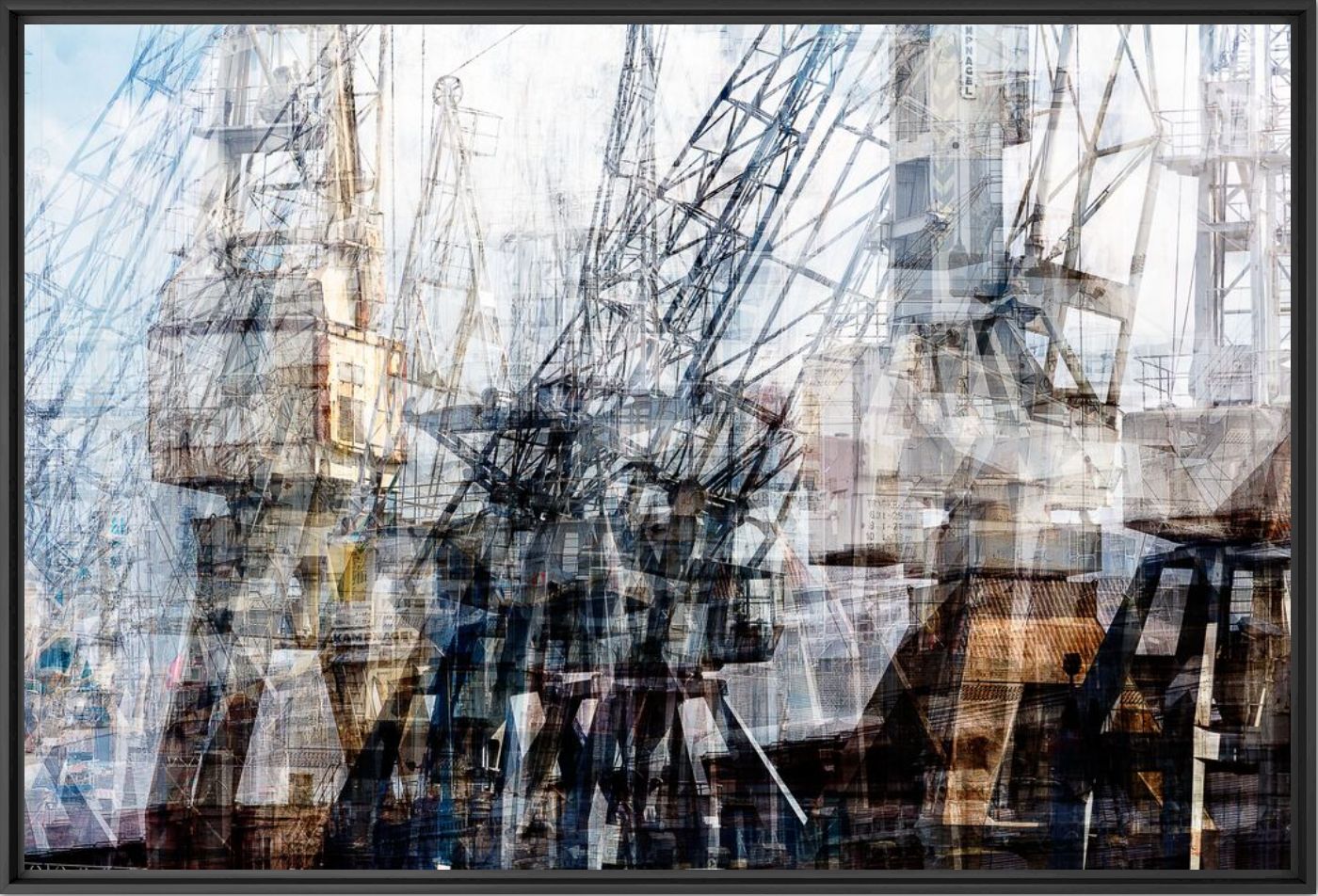 Kunstfoto Hamburg Kräne - LAURENT DEQUICK - Foto schilderij