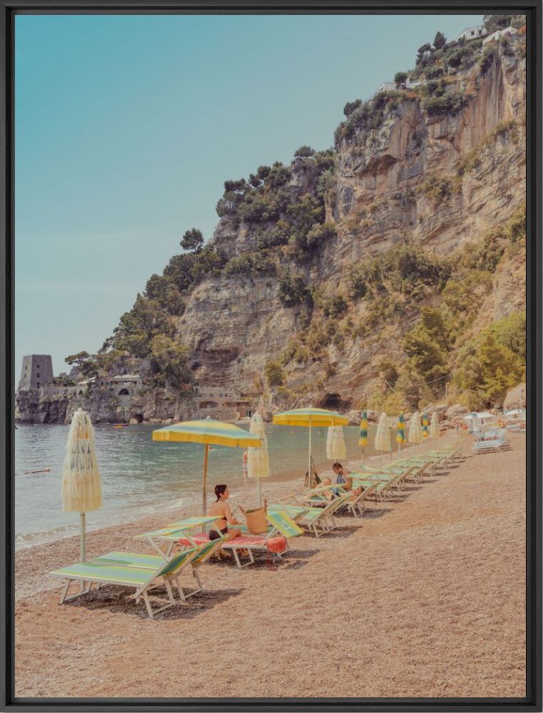 Kunstfoto Amalfi Coast, Yellow Umbrella - LUDWIG FAVRE - Foto schilderij