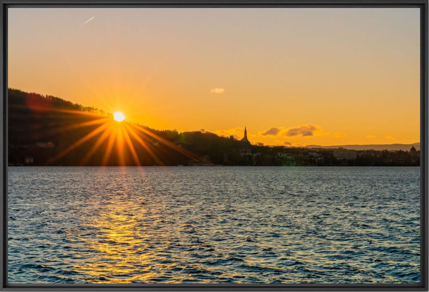 Kunstfoto Coucher de soleil de fin d'hiver Annécien - Maxime BORREDA - Foto schilderij