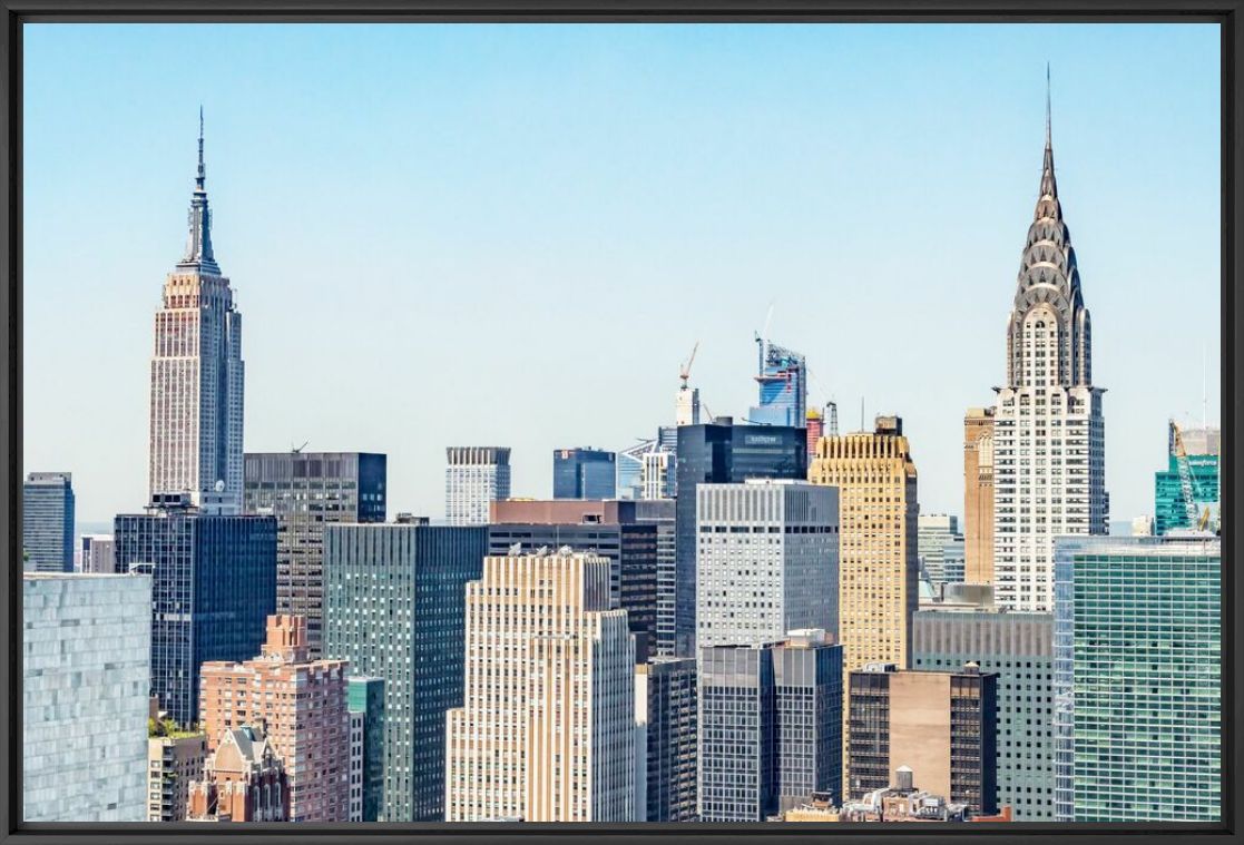 Kunstfoto Empire State and Chrysler from Helicopter - RICHARD SILVER - Foto schilderij