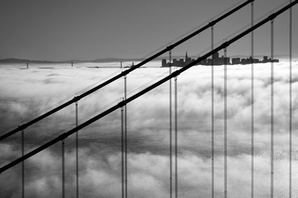 Kunstfoto Golden Gate And San Francisco Skyline - CHRISTOPHER BLISS - Foto schilderij
