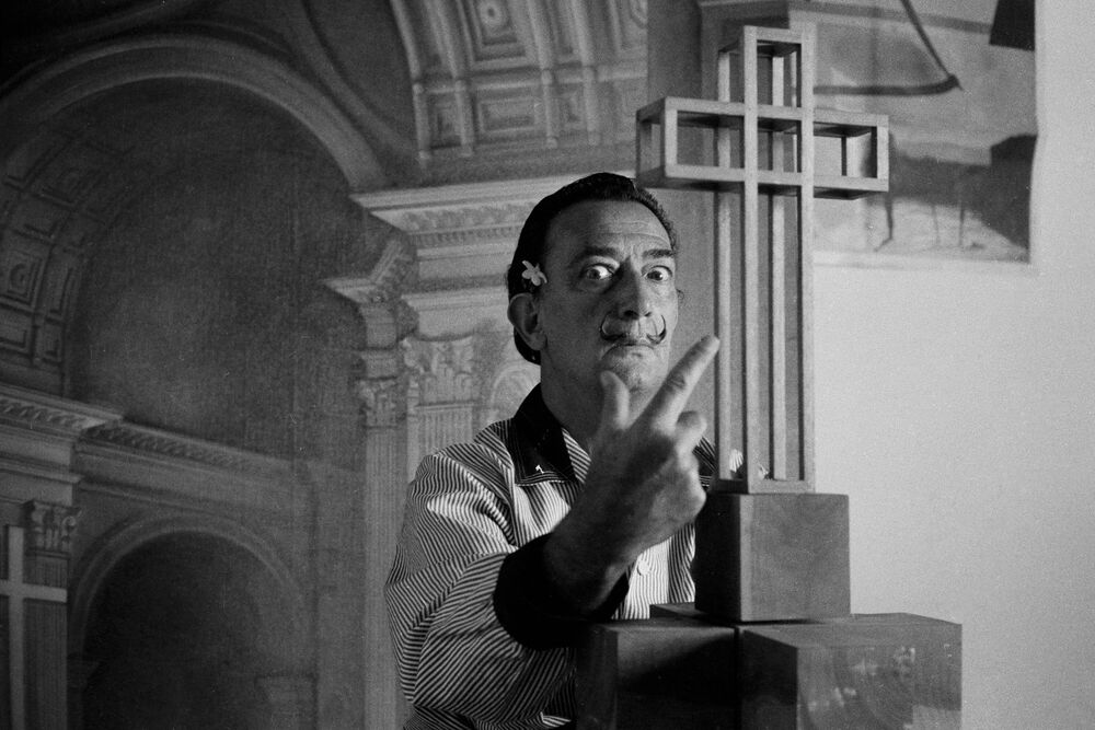 Salvador Dali, 1960, Black-and-white portrait, GAMMA AGENCY · Art