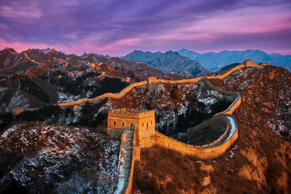 great wall sunset wallpaper