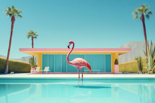 Flamingo by the pool - Alexandre FAUVE - Photograph