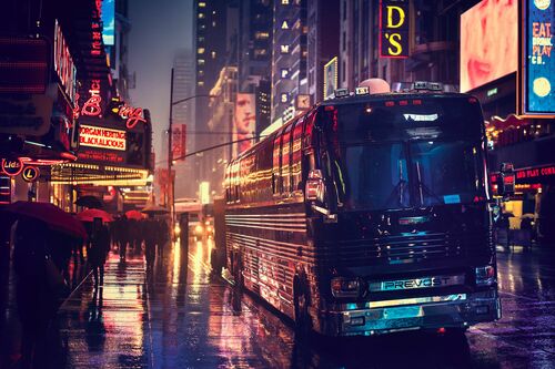 RAINY EVENING VINTAGE MANHATTAN - BERNHARD HARTMANN - Photographie