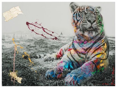 TIGER YELLOW-TIGER-Contemporary animal painter thr